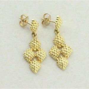 14k Yellow Gold Earrings Bead Cluster Dangle Drop Earrings